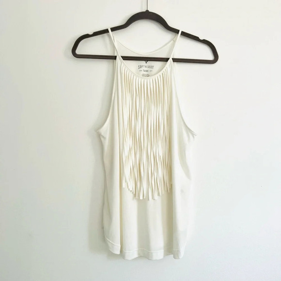 American Eagle soft & sexy white fringe tank size small - Picture 2 of 4